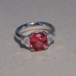 Leyser 950 Platinum Pinkish-Red Spinel Diamond Ring